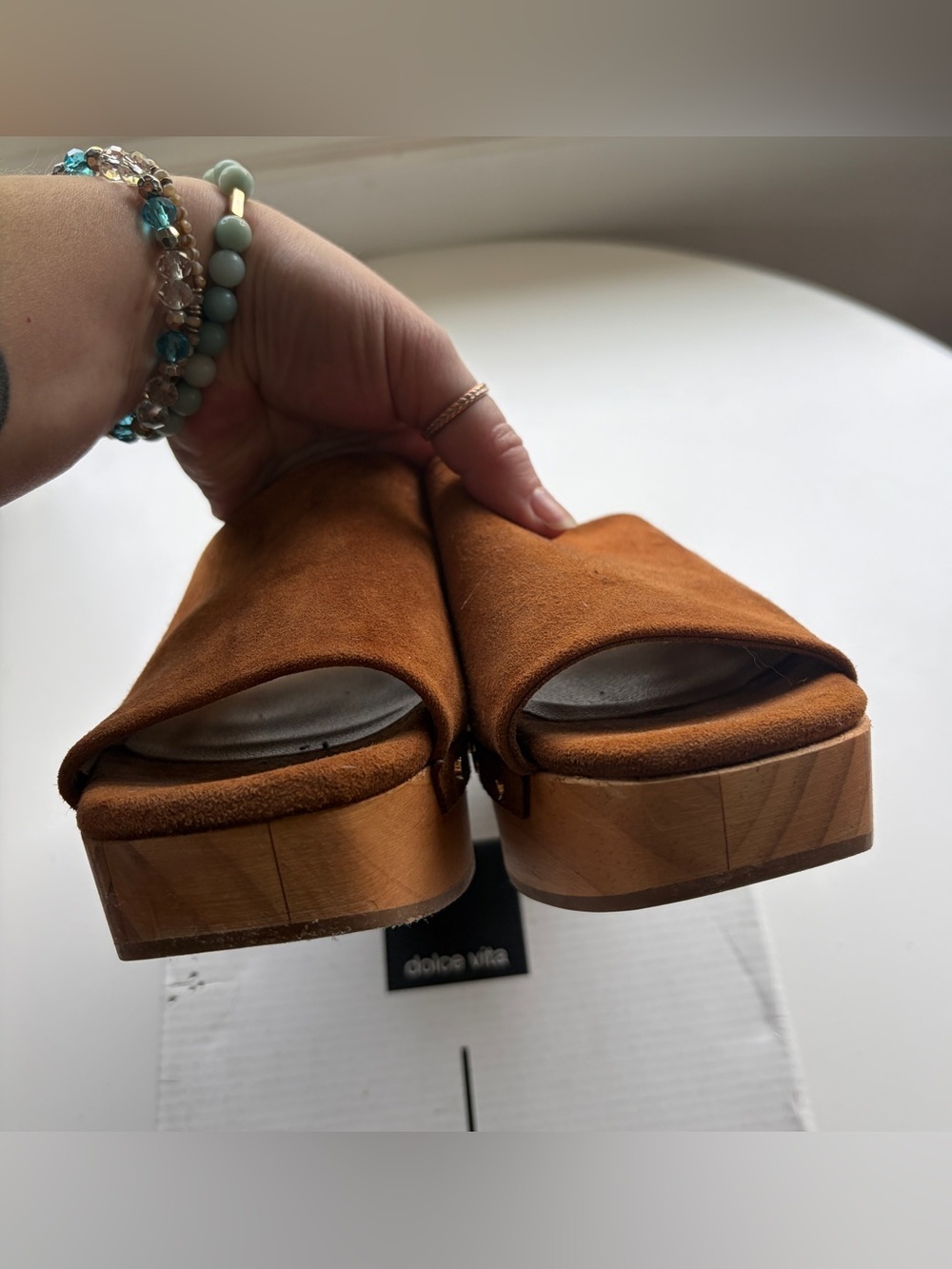 Dolce Vita Dorado Saddle Suede Platform Slide Mules - Picture 7 of 14